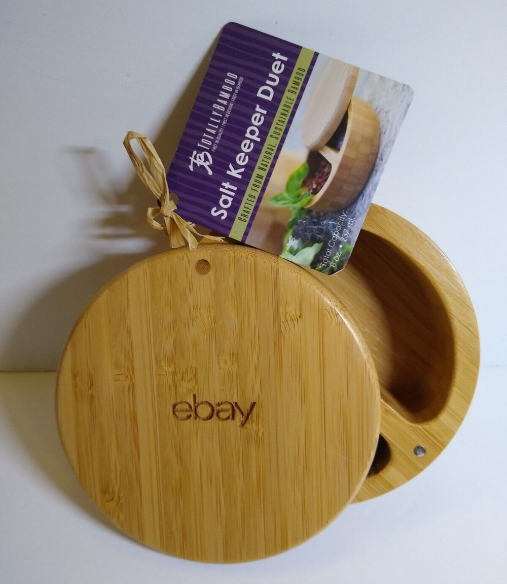 Totally Bamboo Salt Keeper Bowl Duet Salt and Pepper Wood New Unused Wooden